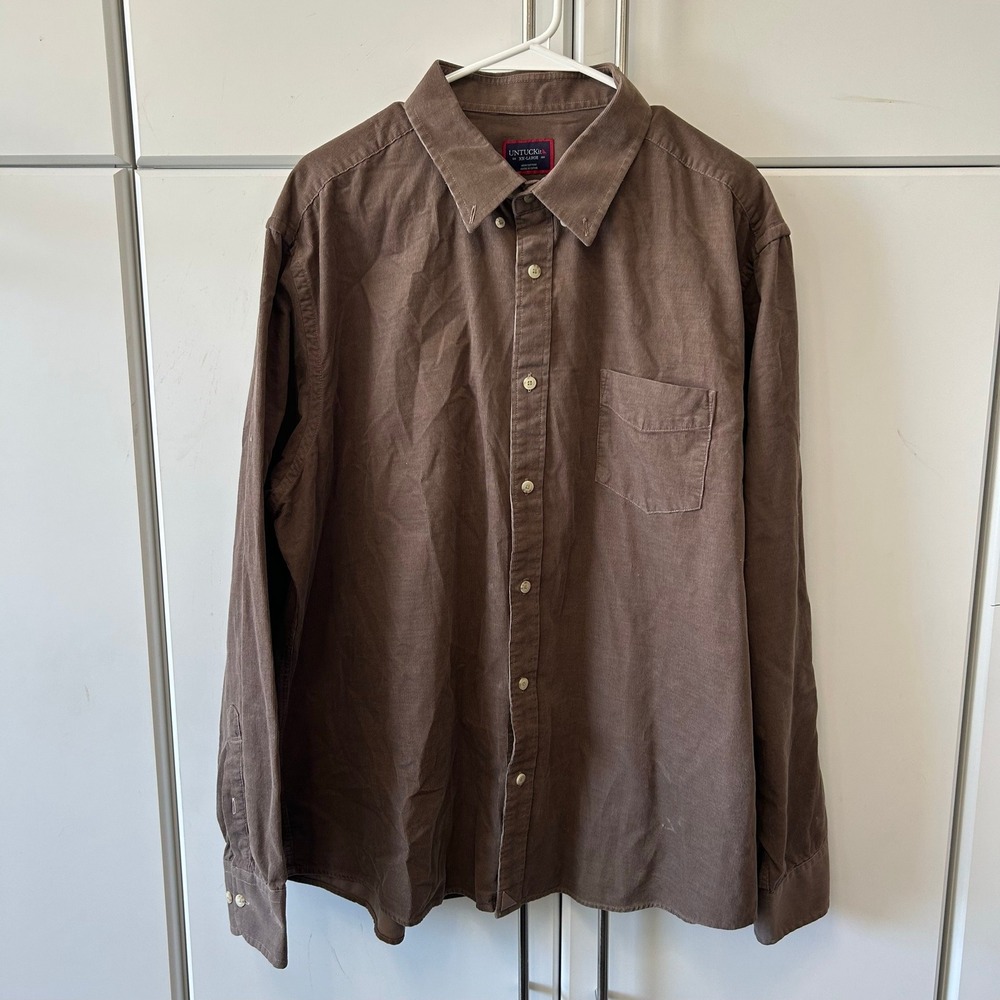 UNTUCKit Mens XX-Large Brown Corduroy Long Sleeve Button Down Shirt XXL